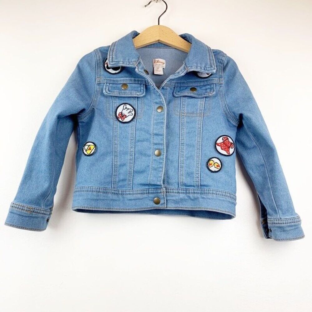 Minnie Mouse Disney Tutu Couture Girls Jean Jacket Blue Stretch Flap Pockets 4